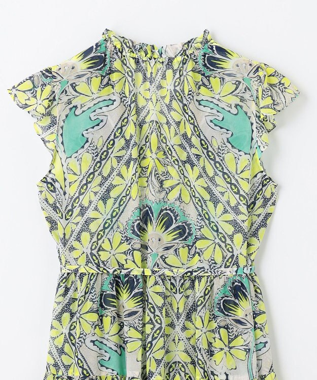 GRACE CONTINENTAL シフォンプリントティアードワンピース イエロー