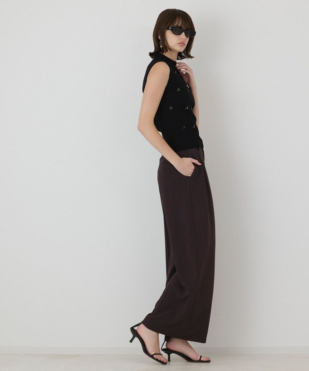 GRACE CONTINENTAL ビジューリブニットトップ ブラック