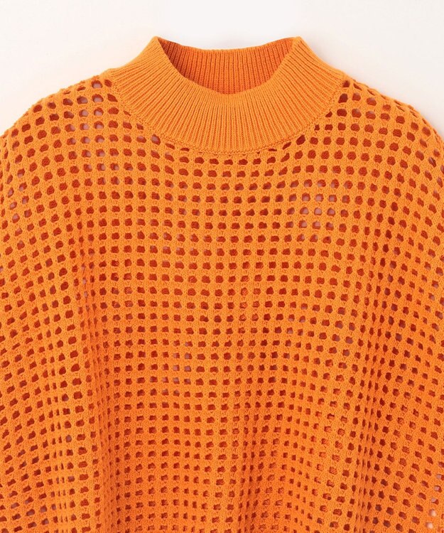 GRACE CONTINENTAL メッシュルーズニットトップ オレンジ