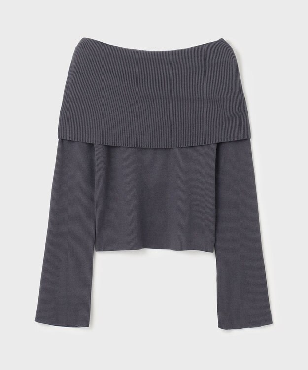 GRACE CONTINENTAL オフショルニットトップ グレー