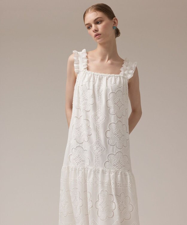 GRACE CONTINENTAL カットワーク刺繍ワンピース ホワイト