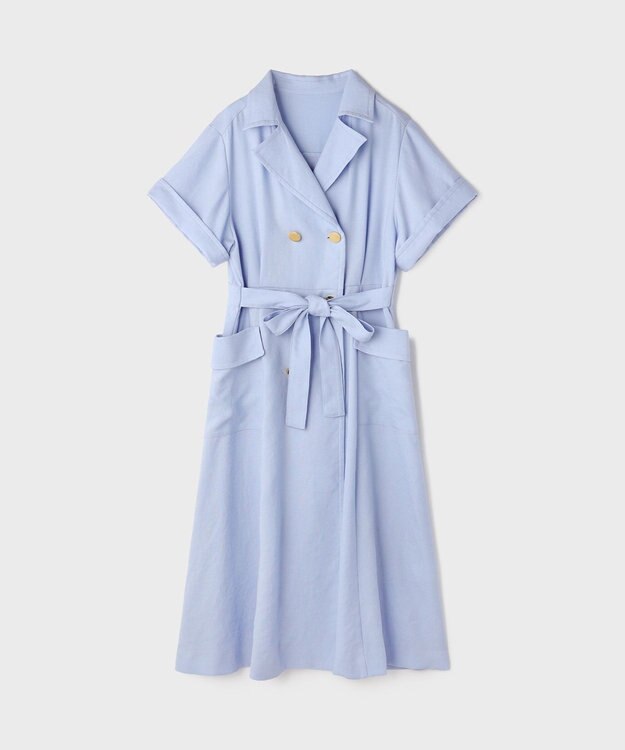 GRACE CONTINENTAL リネンタッチミリタリードレス サックス