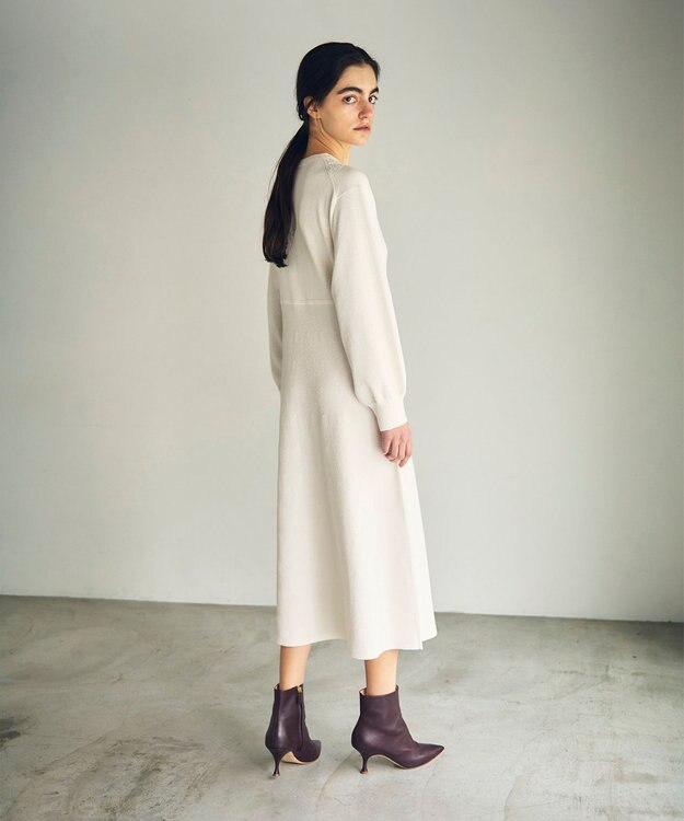 GRACE CONTINENTAL エスニック刺繍ニットワンピース ホワイト