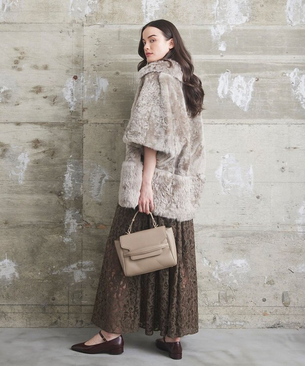 GRACE CONTINENTAL ムートンポンチョコート グレー