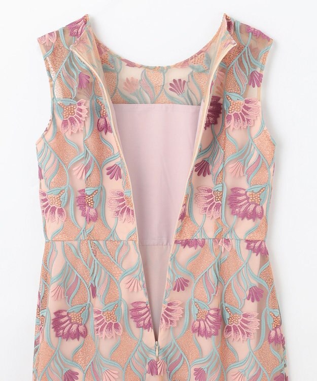 GRACE CONTINENTAL フラワー刺繍チュールドレス ピンク