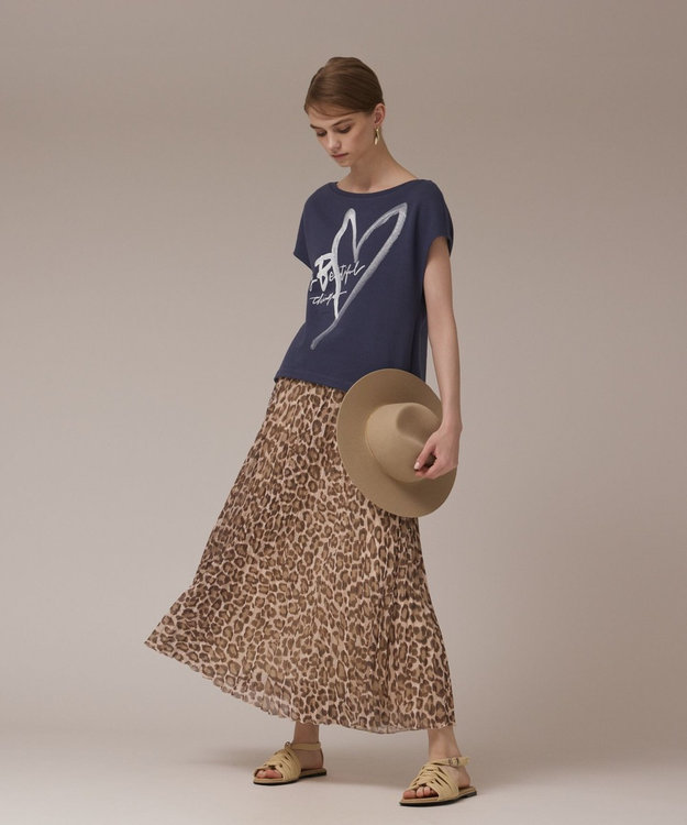 GRACE CONTINENTAL ハートプリント裏毛トップ ネイビー