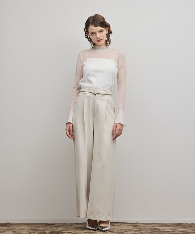 GRACE CONTINENTAL シアーハイネックニットトップ ホワイト