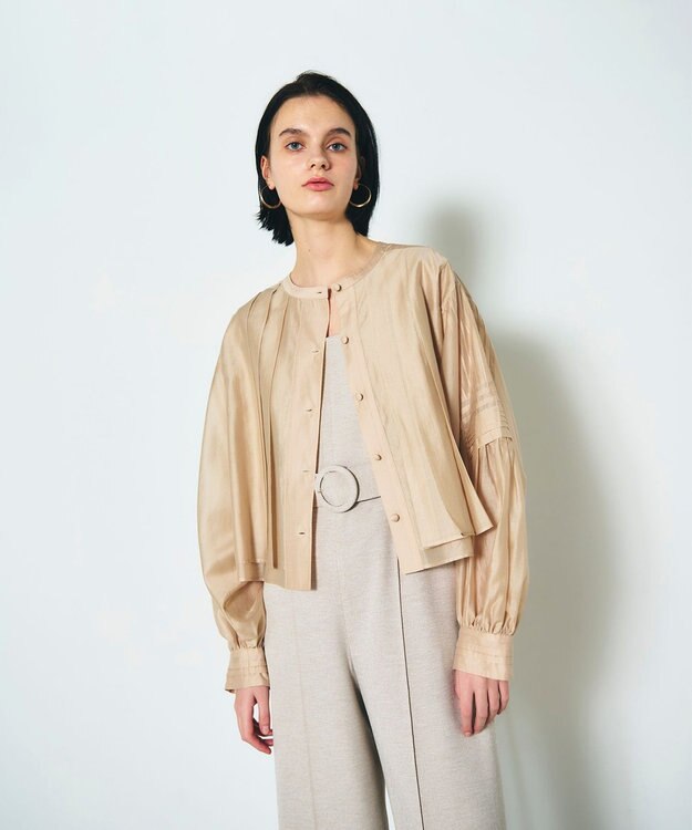 GRACE CONTINENTAL ピンタックショートブラウス ベージュ