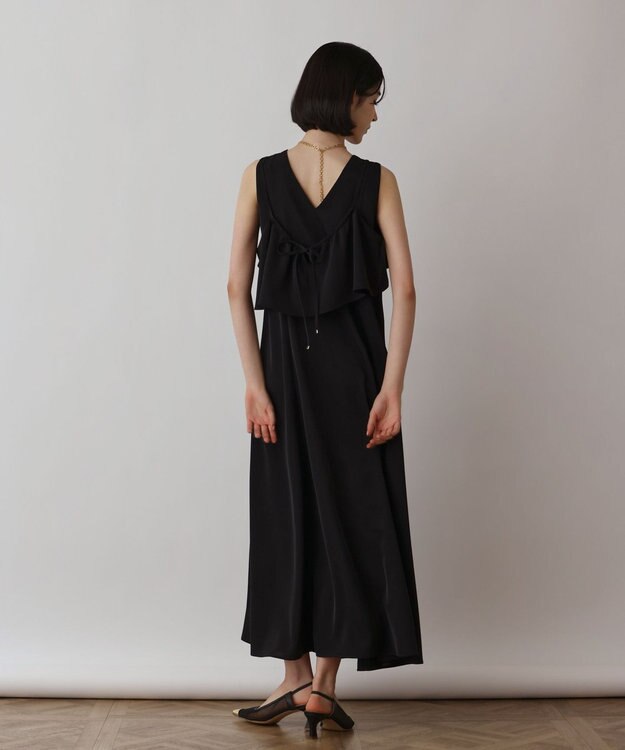 GRACE CONTINENTAL サテンレイヤードワンピース ブラック