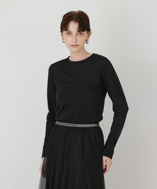 GRACE CONTINENTAL ラメクルーカットトップ ブラック