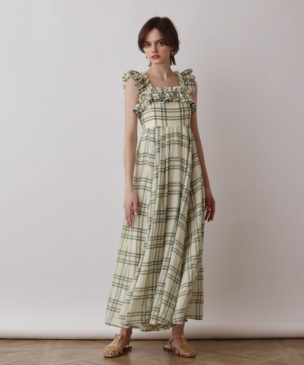 GRACE CONTINENTAL チェックサッカーワンピース イエロー