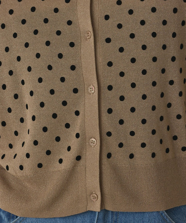 GRACE CONTINENTAL ドットフロッキーニットカーディガン ゴールド