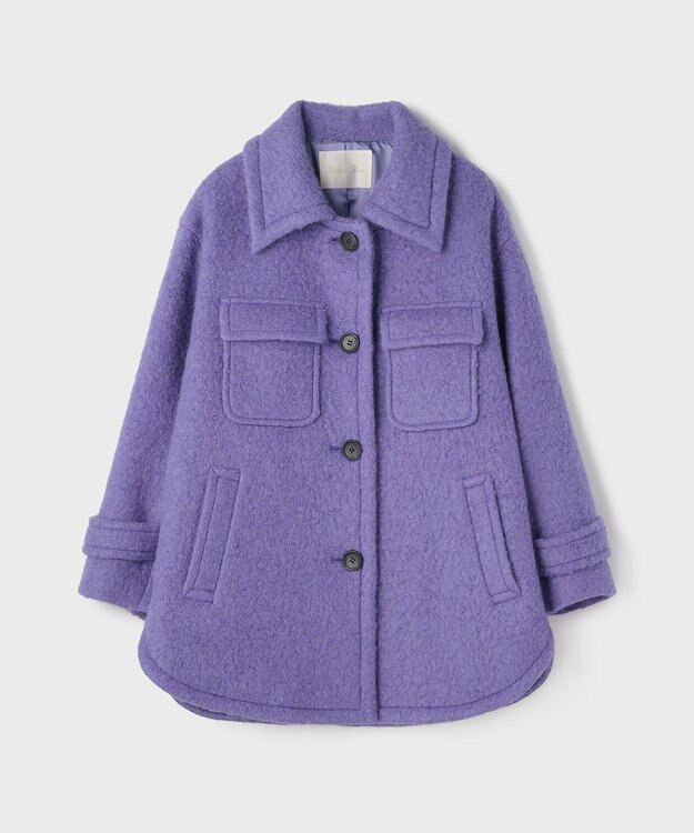 GRACE CONTINENTAL リングウールショートコート パープル