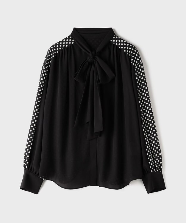 GRACE CONTINENTAL ドットコンビブラウス ブラック