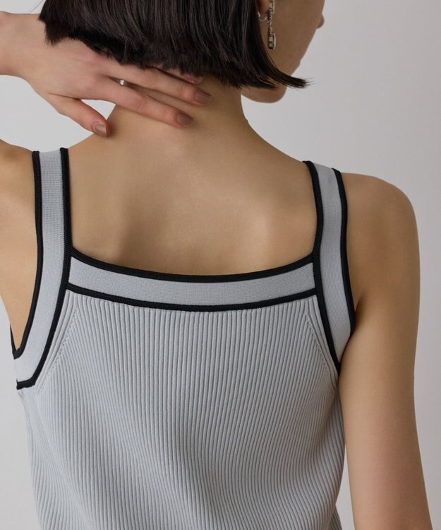 GRACE CONTINENTAL バイカラーリブニットトップ ブルー