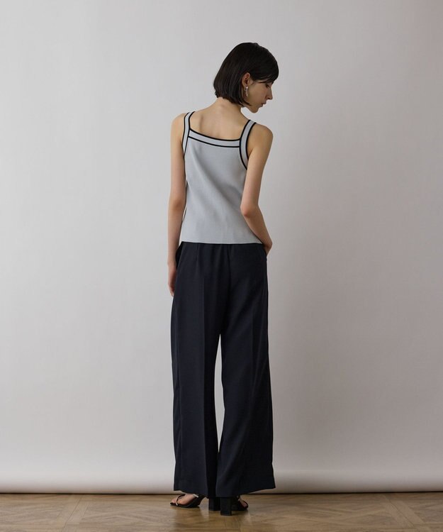 GRACE CONTINENTAL バイカラーリブニットトップ ブルー