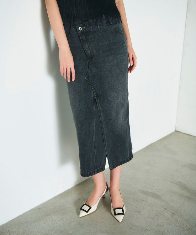 GRACE CONTINENTAL タイトデニムスカート ブラック