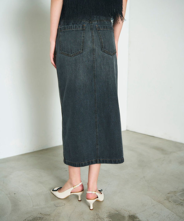 GRACE CONTINENTAL タイトデニムスカート ブラック