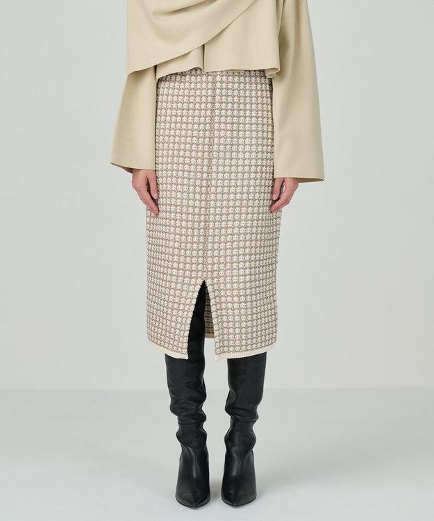 GRACE CONTINENTAL ツイードニットスカート キナリ