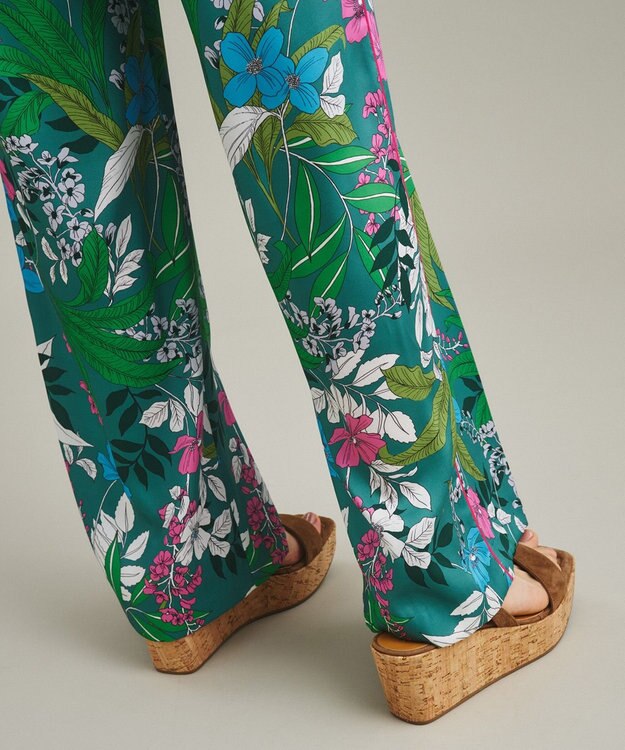 GRACE CONTINENTAL ボタニカルプリントワイドパンツ グリーン