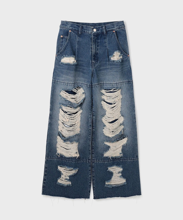 GRACE CONTINENTAL ハードクラッシュデニムパンツ インディゴ