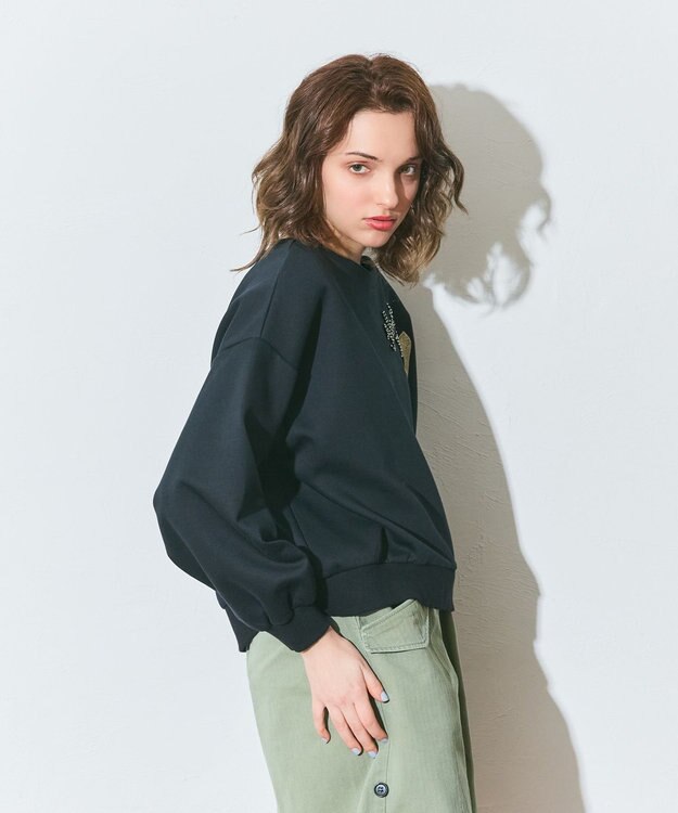 GRACE CONTINENTAL モチーフ刺繍スウェットトップ ブラック