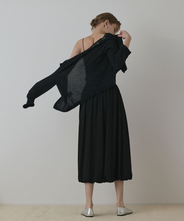 GRACE CONTINENTAL ラメフェザ－ニットカーディガン ブラック