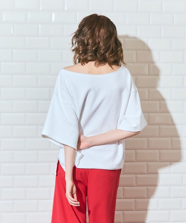 GRACE CONTINENTAL ナンバープリントループ裏毛トップ ホワイト