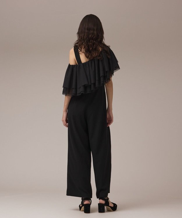 GRACE CONTINENTAL フリルケープサロペット ブラック