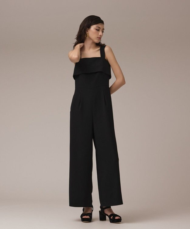 GRACE CONTINENTAL フリルケープサロペット ブラック