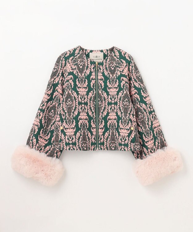 GRACE CONTINENTAL オーナメントジャガードジャケット グリーン
