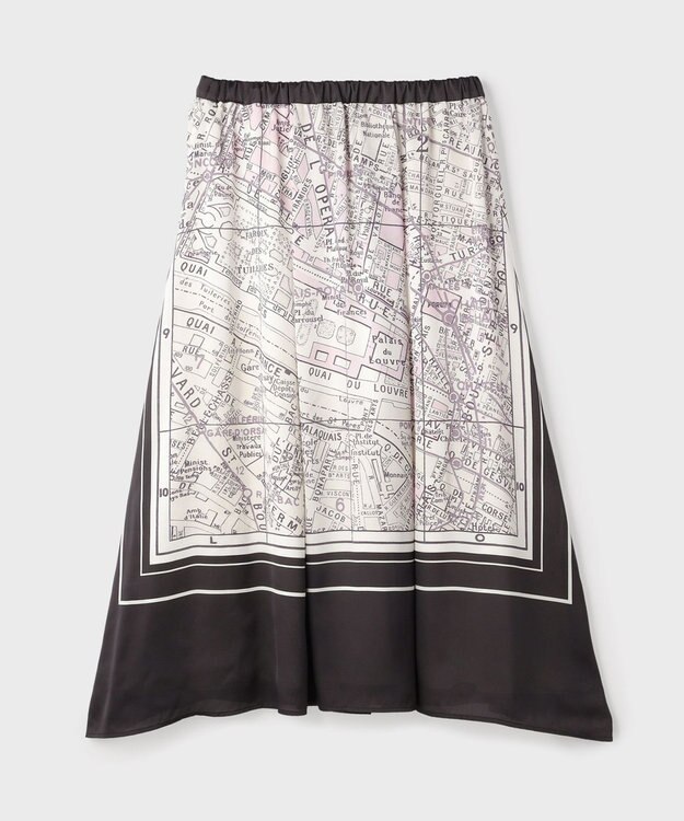 GRACE CONTINENTAL パリスカーフプリントスカート ブラック