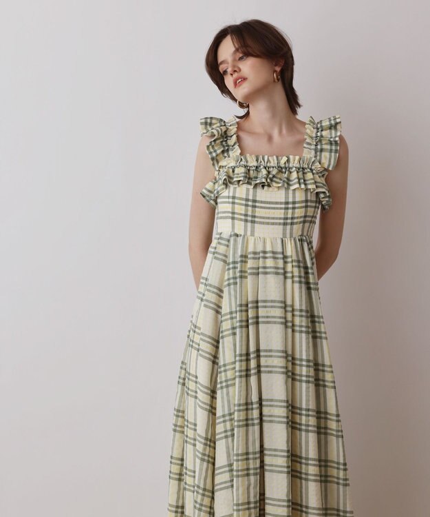 GRACE CONTINENTAL チェックサッカーワンピース イエロー