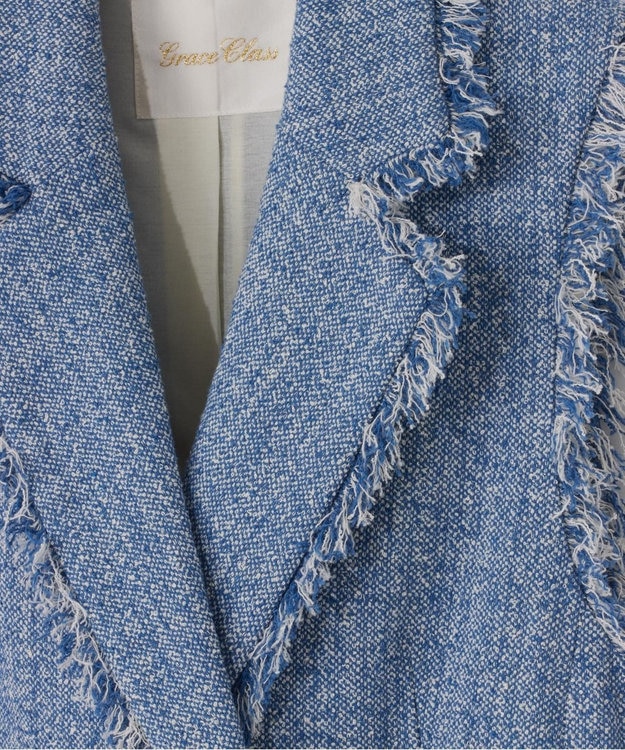 GRACE CONTINENTAL シャンブレーツイードジレ ブルー