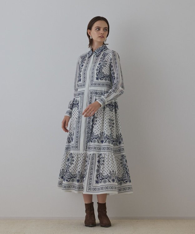 GRACE CONTINENTAL バンダナプリントシャツワンピース キナリ