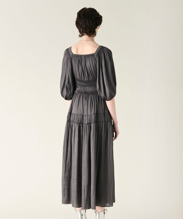 GRACE CONTINENTAL スクエアギャザーワンピース グレー