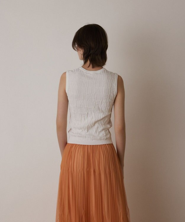 GRACE CONTINENTAL モノグラムニットトップ ホワイト