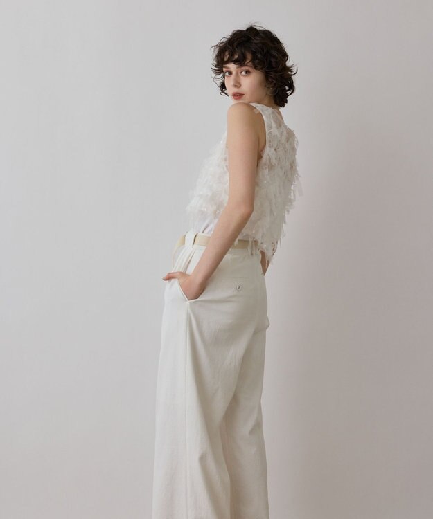 GRACE CONTINENTAL フリンジベスト ホワイト