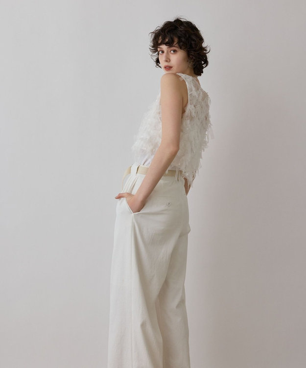 GRACE CONTINENTAL フリンジベスト ホワイト