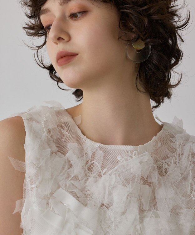 GRACE CONTINENTAL フリンジベスト ホワイト