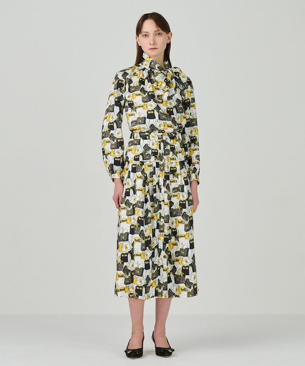 GRACE CONTINENTAL バッグモチーフプリーツスカート イエロー