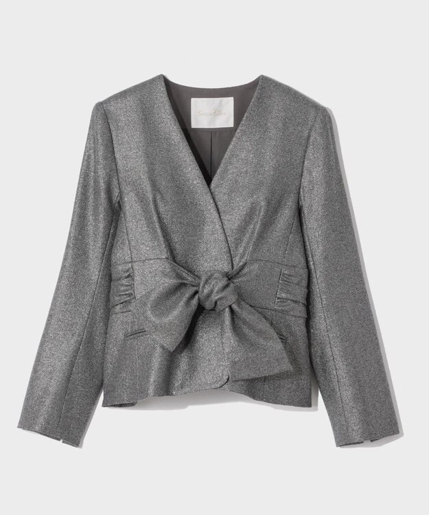 GRACE CONTINENTAL ラメWOOLボウジャケット グレー