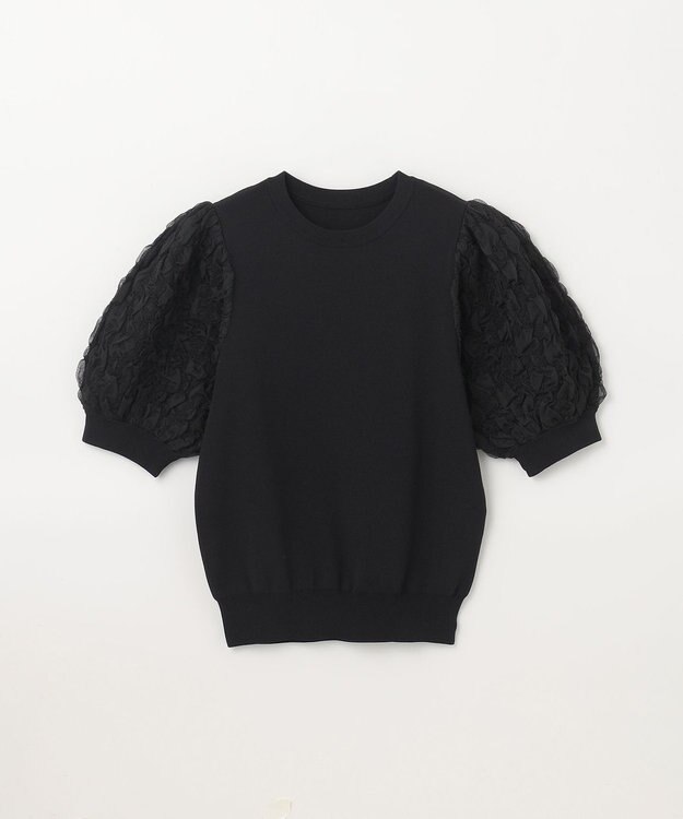 GRACE CONTINENTAL シアーハーフニットトップ ブラック
