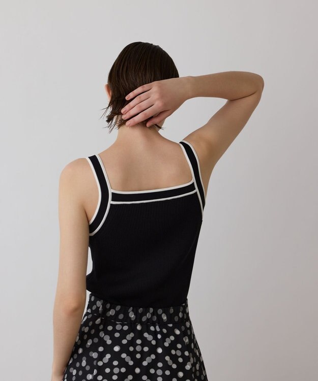 GRACE CONTINENTAL バイカラーリブニットトップ ブラック