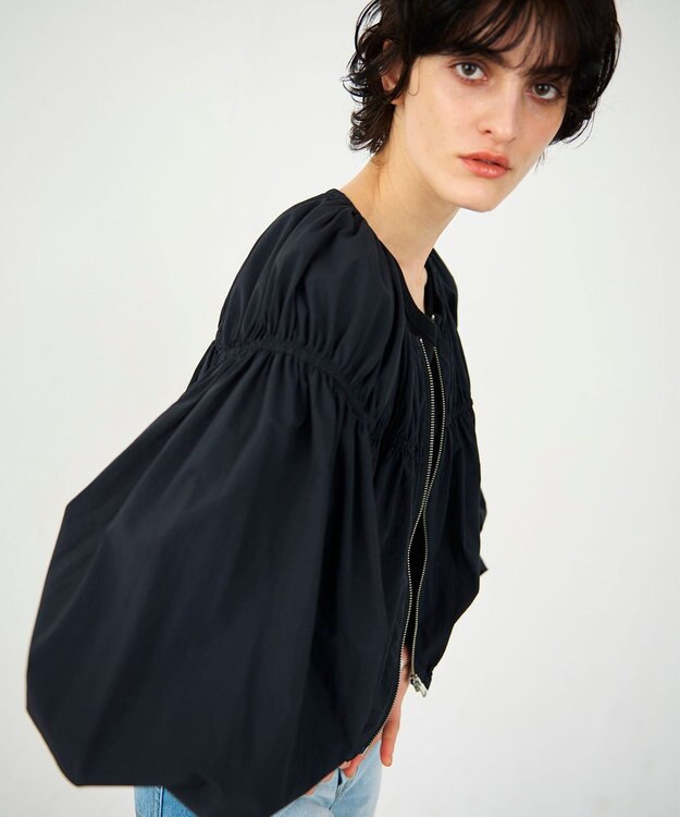 GRACE CONTINENTAL ギャザータフタブルゾン ブラック