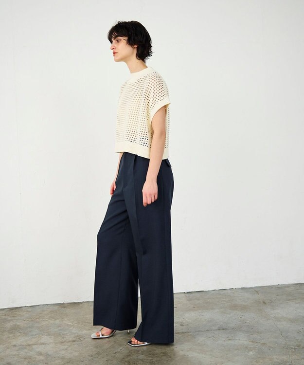 GRACE CONTINENTAL メッシュルーズニットトップ ホワイト