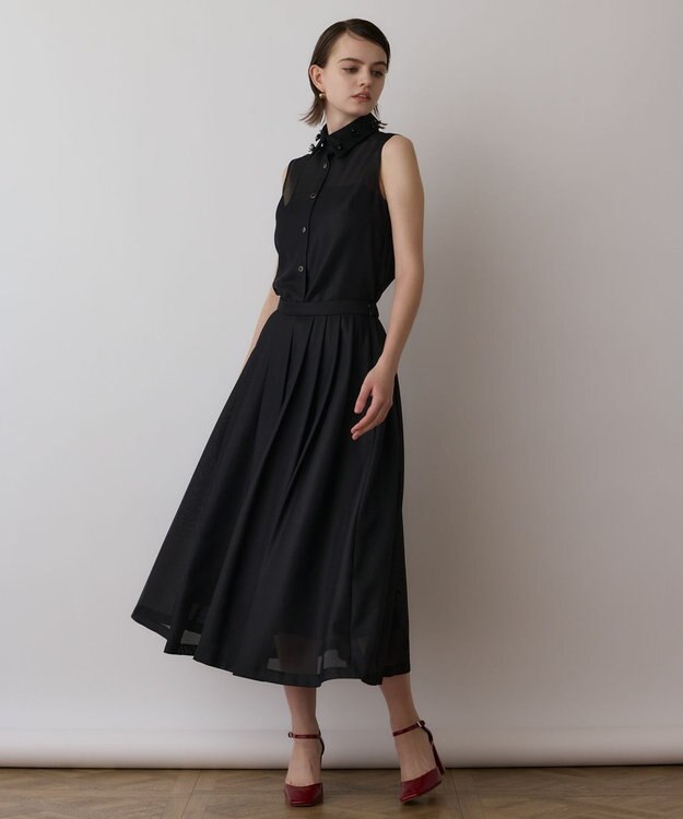 GRACE CONTINENTAL シアーメッシュノースリーブ ブラック