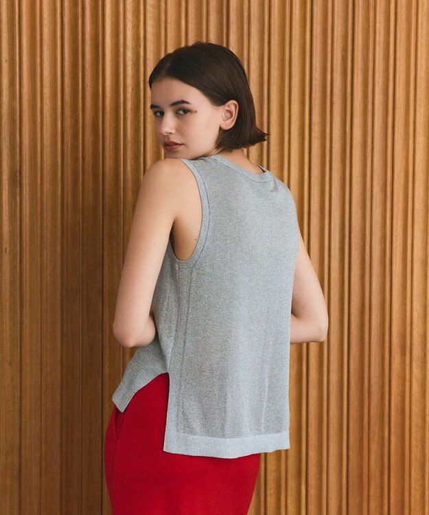 GRACE CONTINENTAL ラメジャガードノースリーブ グレー