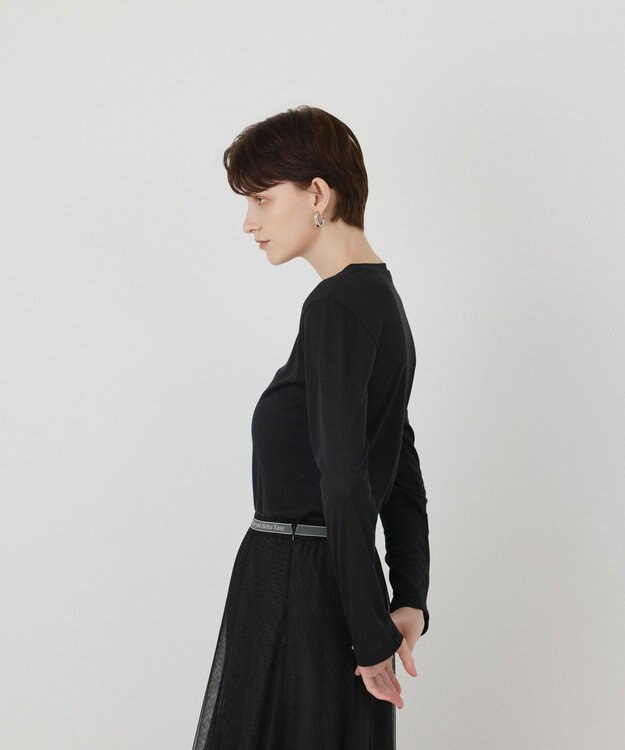 GRACE CONTINENTAL ラメクルーカットトップ ブラック