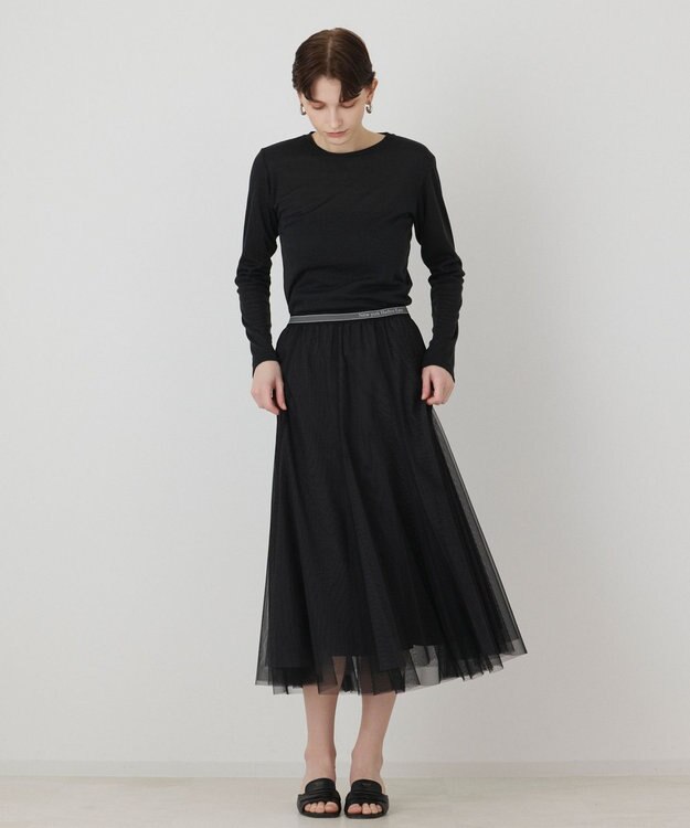 GRACE CONTINENTAL ラメクルーカットトップ ブラック